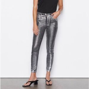 Frame Le High Skinny Crop Jeans in Chrome Noir Wash Denim. Size 26.